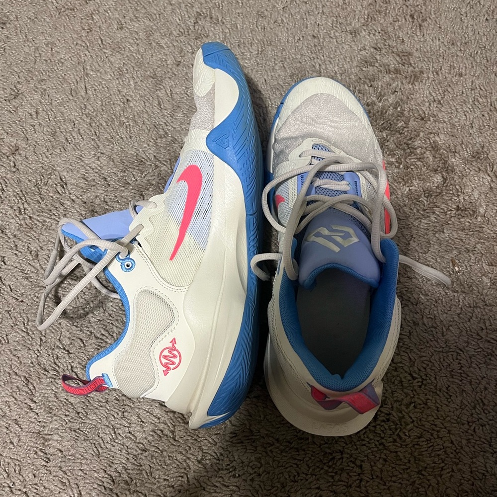 White and Blue with Pink NIKE Basketball Shoes